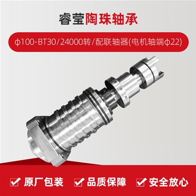 睿莹/陶珠轴承/φ100-BT30/24000转/配联轴器(电机轴端φ22)/拉杆加长1.5MM